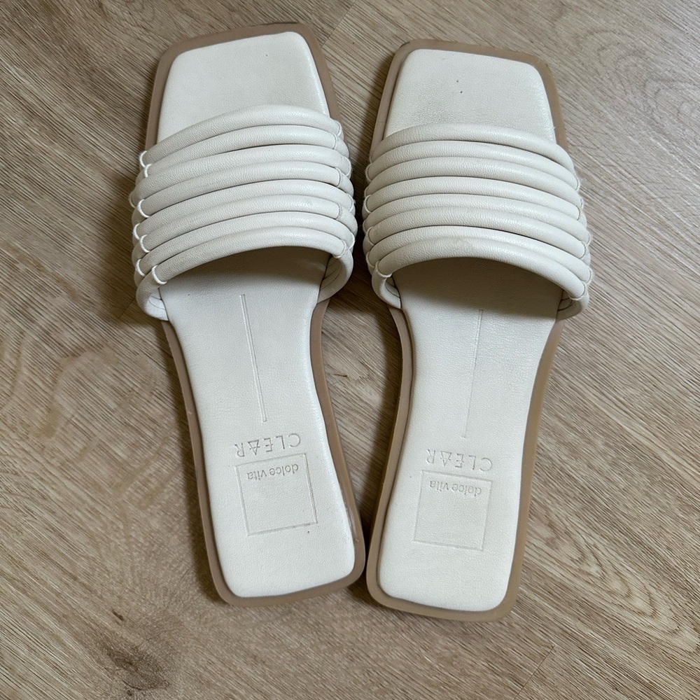 CLEAR Dolce Vita Square Toe Flat Slip on Sandals